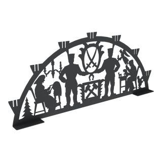 Schwibbogen aus Metall | DSB1210 Bergmann-Motiv | Schwarz | 60 cm breit | für den Innenbereich