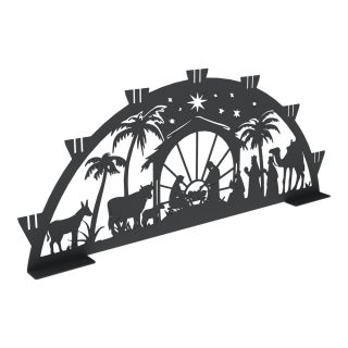 Schwibbogen aus Metall | DSB1220 Weihnachts-Motiv | Schwarz | 60 cm breit | für den Innenbereich