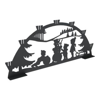 Schwibbogen aus Metall | DSB1240 Schneemann-Motiv | Schwarz | 60 cm breit | für den Innenbereich