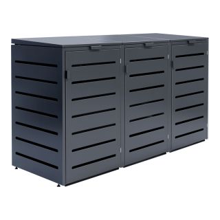 Stilvolle Mülltonnenbox aus Metall | MTB1031 | Anthrazit | 3-türig | 240 L | Modern & Funktional