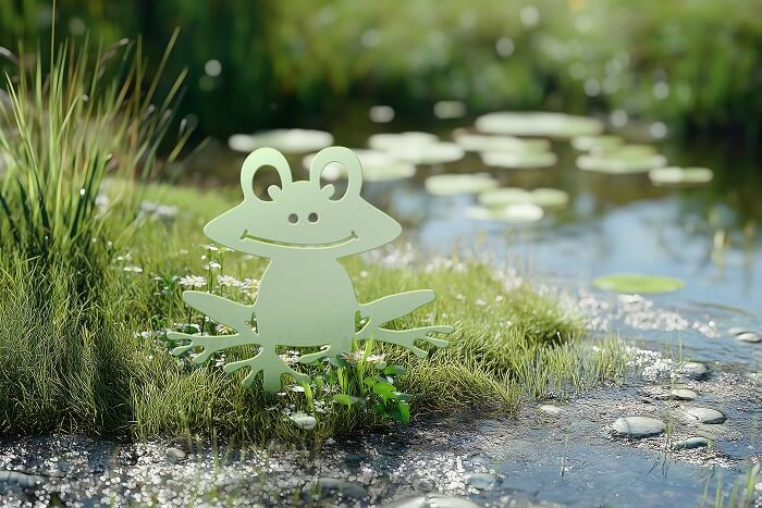 KNOBLOCH Gartenstecker im Motiv Frosch vor einem Teich
