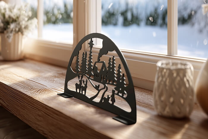 Kleiner KNOBLOCH Schwibbogen  für innen auf einer Fensterbank